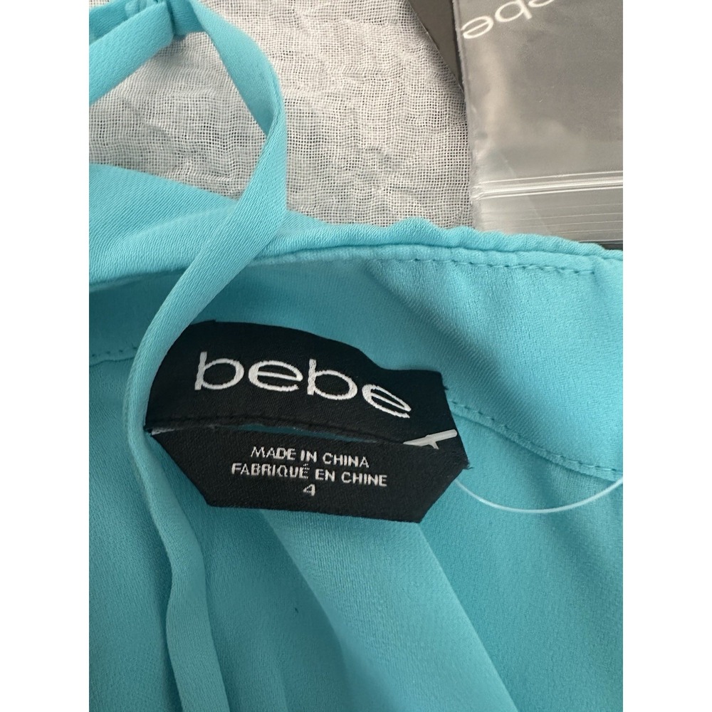 Bebe Women's Blue Romper NWT (Read) Size 4 Adjustable Spaghetti Strap Flowy - Picture 4 of 13